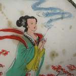 Антикварный китайский веер «Девушка с благовониями»